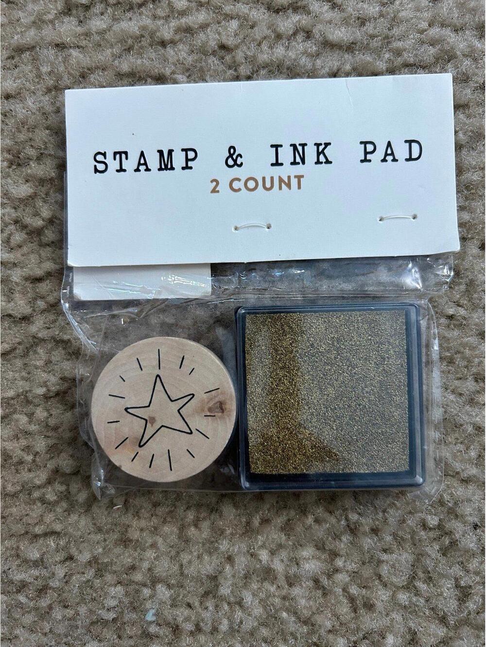 E207 Stamp and ink pad art craft supply project ART SUPPLIES STAR  GOLD